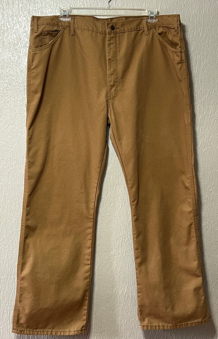 Dickies Canvas Carpenter Cargo Workwear Straight Legs Brown Pants Cotton 42x32